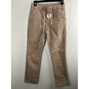 Katin Mens Size Medium Local Pant Corduroy Elastic Waist Drawstring Tan Khaki